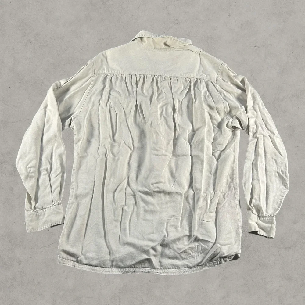 Banana Republic Mill Valley Shirt Mens Small Cream Vintage Rayon Loop Collar